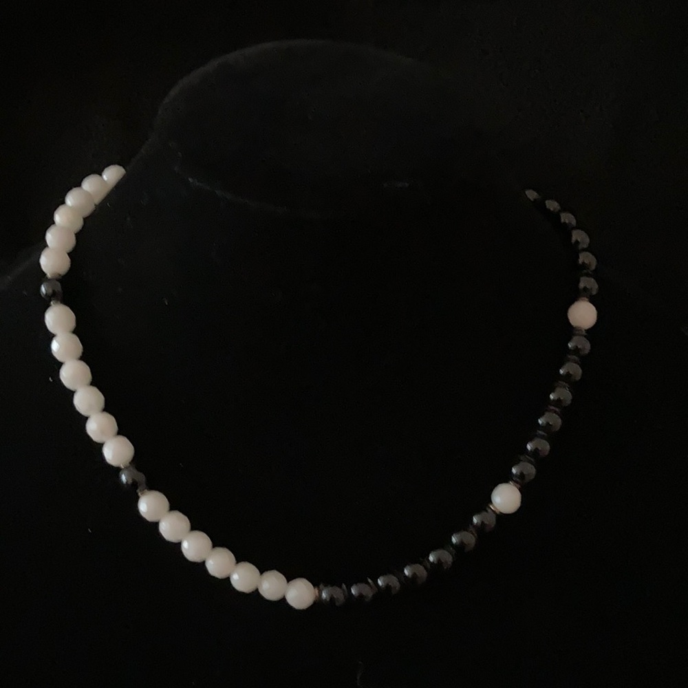 Black onyx, white Jade, & red coral